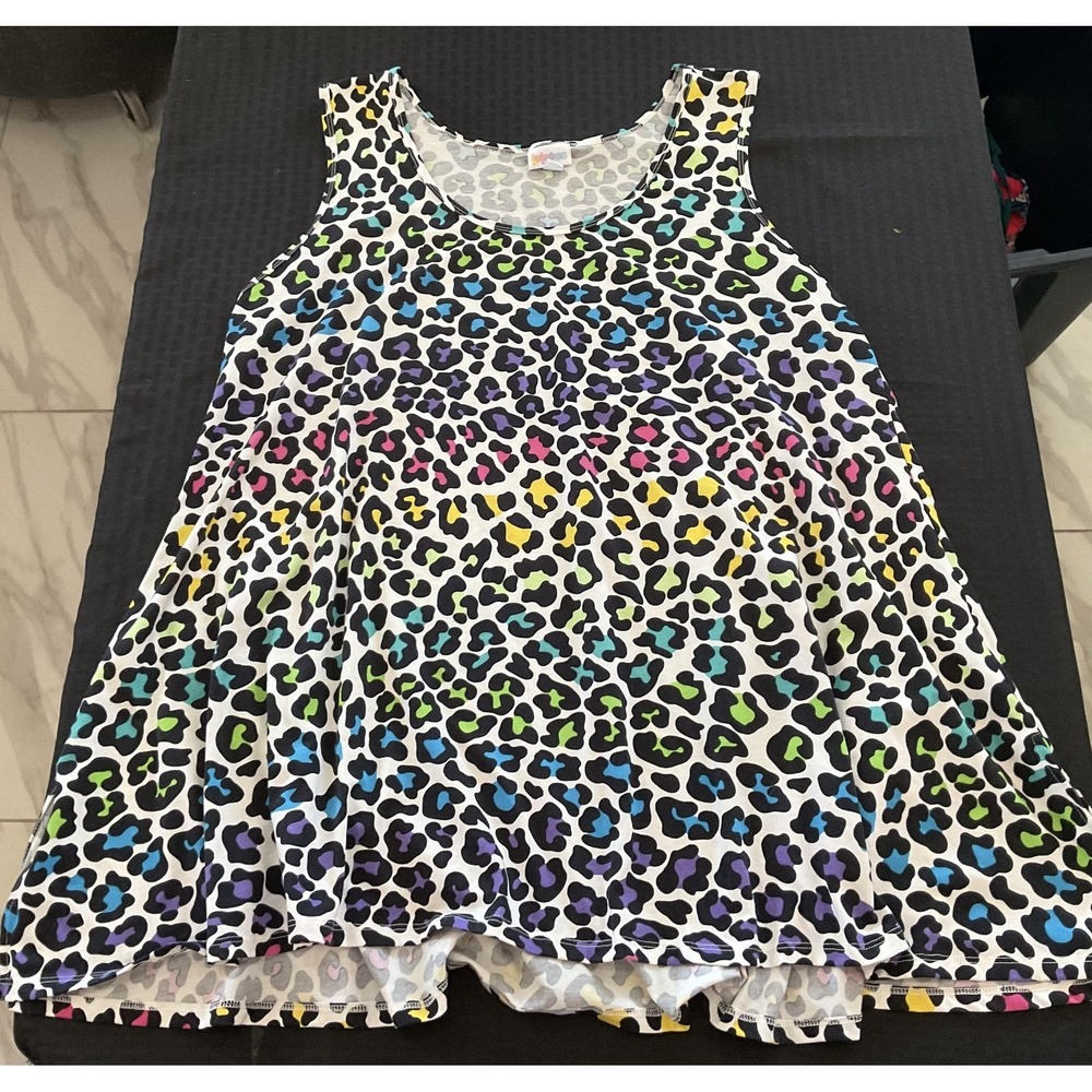 LuLaRoe Tank Top Womens 2XL Multicolor Rainbow Leopard Print Tunic Plus Size